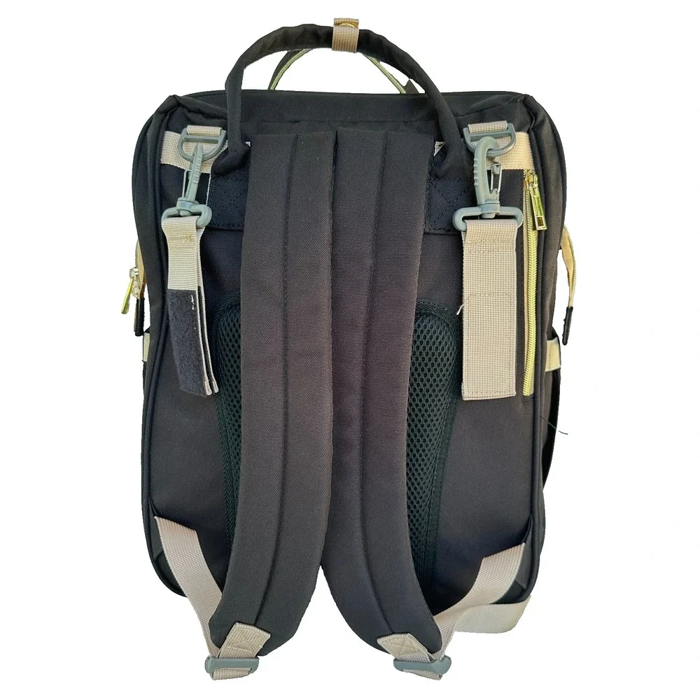 Diaper Bag Backpack Black Portable Bassinet Changing Station Insulated Pockets